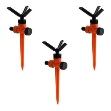 Imagem de Kit 3 Irrigador Aspersor Giratório Com 3 Jatos Forceline Com Estaca - 