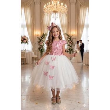 Imagem de Vestido Juvenil Midi Vila Lele Sabrina Rose e Off - Elegante e Sofisti