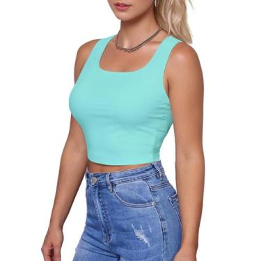 Imagem de Crop Tops AURUZA para Mujer con Doble Forro, Tank Tops sin Mangas, Azu