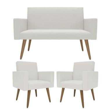 Imagem de Kit Sófa 2 Lugares E 2 Poltronas Para Sala De Estar Recepção - Móveis 