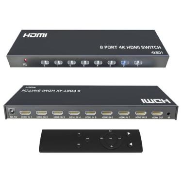 Imagem de Conmutador HDMI KAGO de 8 Puertos 4K@30Hz 2160p con Control Remoto par