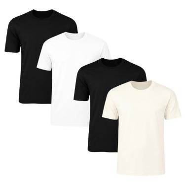 Imagem de Kit 4 Camisetas Masculina Lisa Básica 100% Algodão-Masculino