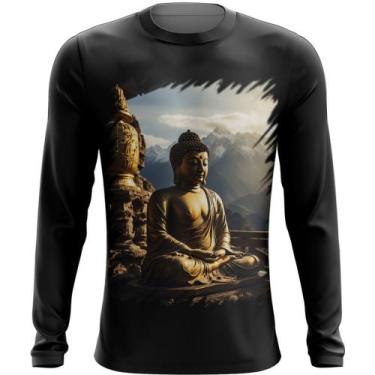 Imagem de Camiseta Manga Longa Estátua de Buda Iluminado Religião 4 - Kasubeck S