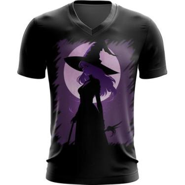 Imagem de Camiseta Gola V Bruxa Halloween Púrpura Festa 11 - Kasubeck Store®, G