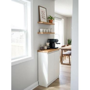 Imagem de Aparador cantinho do café para sala 2 portas e 3 prateleiras amadeirad