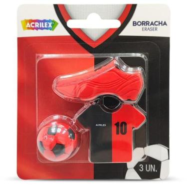 Imagem de Borracha Decorada Futebol VERMELHA/PRETA PCT.C/06 - Acrilex