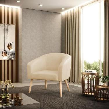 Imagem de Poltrona Sala Decorativa Stella Pé Palito Natural Sintético PU Bege D0