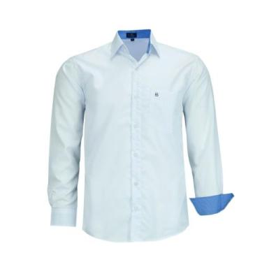 Imagem de Camisa Social LBL Masculina Clássica Manga Longa Fácil Passar Com Bols