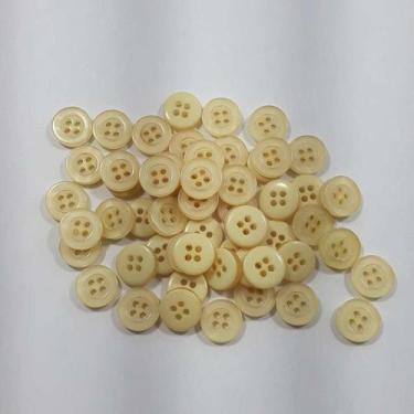 Imagem de Botão Bege 10mm 4 Furos Plástico ABS Brilho 50Un 100Un 200Un confecção