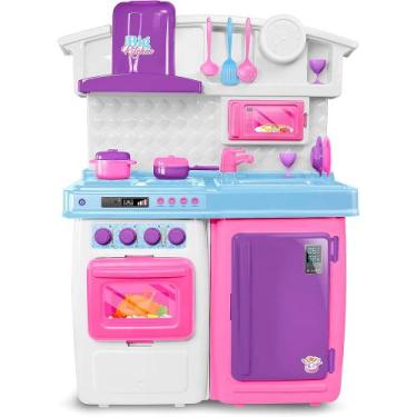 Imagem de Super Cozinha Infantil Fogão Geladeira Panelas Pia Forno Utensílios Ab