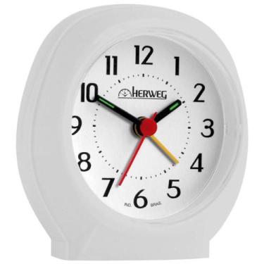 Imagem de Relógio Despertador Analógico Herweg Branco 2634 021, Branco