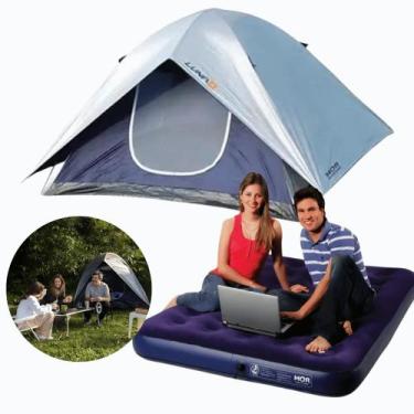 Imagem de Barraca Camping impermeável Mor Anti-Inseto + Colchão Casal, Azul