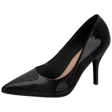 Imagem de Scarpin feminino salto fino 9 cm beira rio 4122.1400, 37, Preto galact