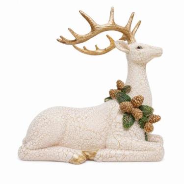 Imagem de Rena decorativa natal resina 30cm rose craquelada dinatale