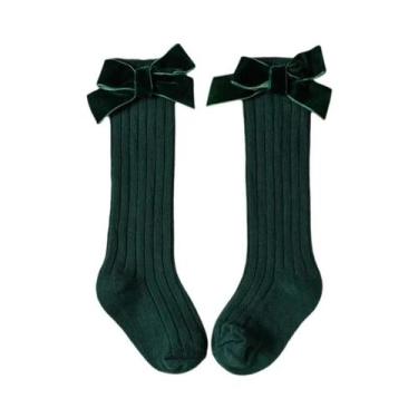 Imagem de Meias De Natal Para Meninas Com Laço Vermelho, Meias Longas De Algodão