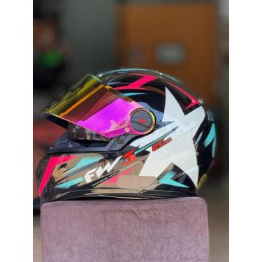 Imagem de Capacete Fechado Fw3 Moto Gtx Star com ocúlos, 56, TIFFANY E ROSA