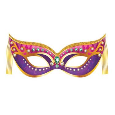 Imagem de Painel Eva Decorativo Carnaval 54 Cm Máscara c/ Franja - Piffer, Roxo