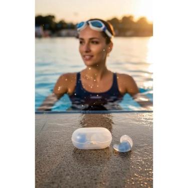 Imagem de 2x Protetor Ouvido Silicone Azul Conforto Aquático - Congratulations S