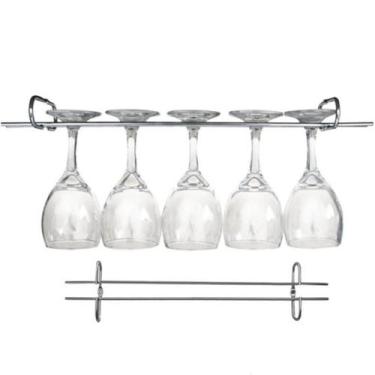 Imagem de 2 Suportes Taças Cromado Decoração Adega Bar Vinho 25cm - MS Aramados