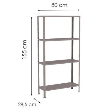 Imagem de Estante EAF006 sem Porta 4 Prateleiras Aço 80CM Cinza Elite Aço