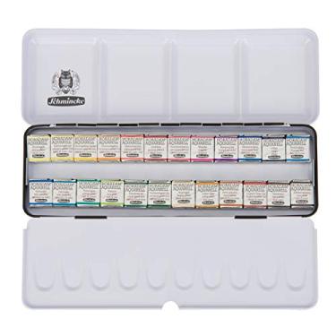 Imagem de Schmincke - Caixa colorida HORADAM AQUARELL com 24 melhores aquarelas, 74424097, caixa de metal preto, conjunto de pintura, aquarelas premium, 24 x 1/2 panelas