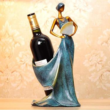 Imagem de Suporte de garrafa de vinho estilo europeu para decoração criativa simples e moderna suporte de vinho decoração de casa decorações artesanais rack empilhável de vinho (cor: verde)