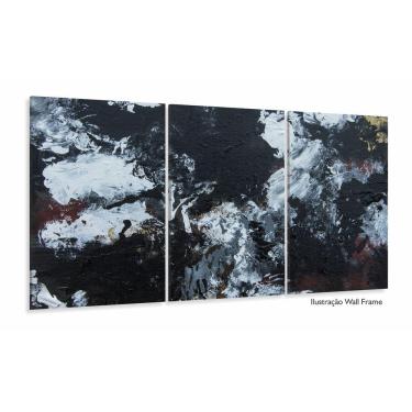 Imagem de Quadro Abstrato Moderno Preto e Branco Para Sala Hall 120x60