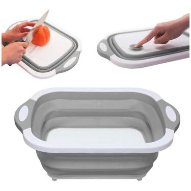 Imagem de Tábua Escorredor Em Silicone Retrátil 3 Em 1 Corte Bacia