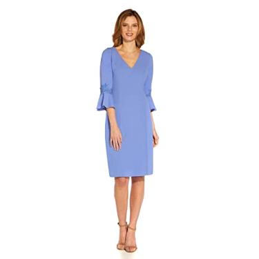 Imagem de Adrianna Papell Vestido feminino de crepe com manga de sino, Misty Peri, 38