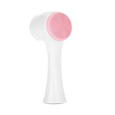Imagem de Escova de limpeza facial, Cerdas macias de limpeza e esfoliação e massagem de dupla face, Limpeza de poros faciais de silicone, Cravo, Acne seca ou molhada multiuso (rosa)