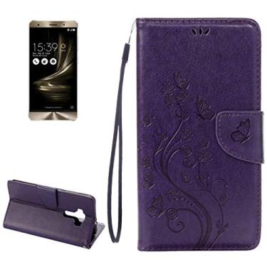 Imagem de capa de proteção contra queda de celular Para Asus ZenFone 3 / ZE552kl Pressado Caso de couro com suporte e slots de cartão e carteira