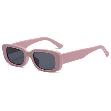 Imagem de Óculos de sol elegantes femininos homem rosa pequeno retângulo colorido óculos de sol moldura quadrada uv400 óculos, cinza rosa preto, como imagem