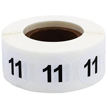 Imagem de Adesivos brancos com pontos pretos número 11, redondos de 9,5 cm, 500 etiquetas em rolo para organização e inventário - Acabamento semibrilhante - Feito nos EUA