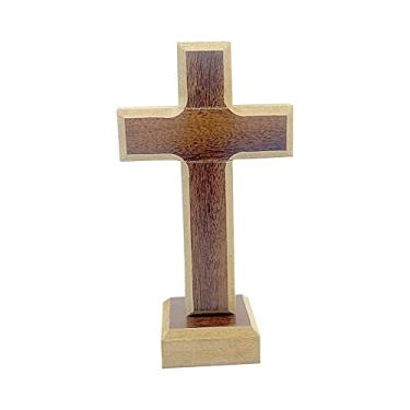 Imagem de Cruz Crucifixo Madeira Sem Imagem Sem Cristo Evangélico Católico Ecumênico Pequeno 13cm de Mesa