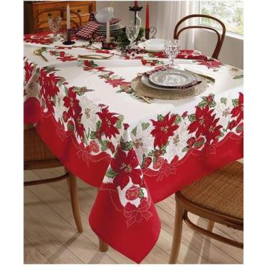 Toalha de Mesa Retangular Para 6 Lugares Xadrez Vermelho 1.45m x