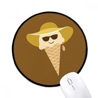 Imagem de DIYthinker Chapéu óculos cabeça doce sorvete mouse pad desktop escritório tapete redondo para computador