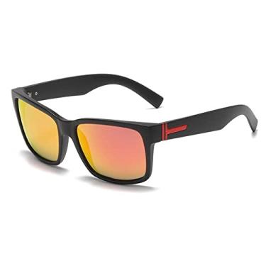 Imagem de Óculos de sol espelhados polarizados moda moldura grande vintage quadrado esporte ao ar livre ciclismo óculos de sol para homens, C4 preto vermelho, polarizado