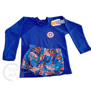 Imagem de Camisa Uv 50+ Sunga Infantil Camiseta Proteção Solar Conjunto Praia Pe