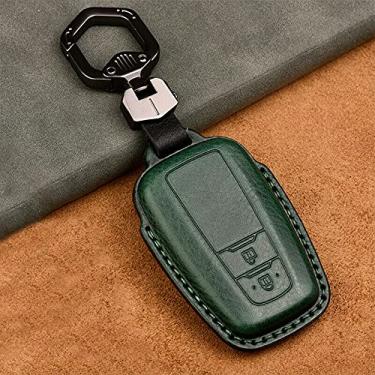 Imagem de YJADHU Capa de couro para chave de carro, apto para Toyota Camry Prius Corolla C-HR CHR RAV4 Avalon Land Cruiser Prado 2018 2019 2020, verde A
