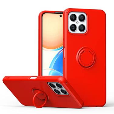 Imagem de Adequado para Huawei P40 Lite E capa de celular com fivela de anel suporte para celular silicone antiestilhaçamento capa traseira vermelha