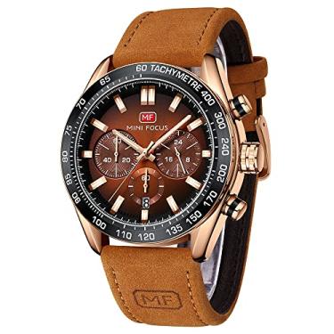 Imagem de MF MINI FOCUS Relógio masculino, cronógrafo à prova d'água, esportivo, analógico, quartzo, pulseira de silicone, relógio de pulso moderno para homens, Marrom Z, Esportes de Lazer