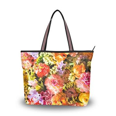 Imagem de My Daily Women Bolsa de ombro colorida linda flor bolsa de mão, Multi, Large