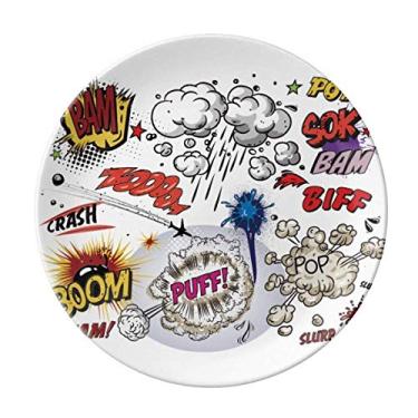 Imagem de Caixa de diálogo de desenho animado, placa de diagrama decorativa de porcelana, louças de jantar