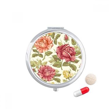 Imagem de Porta-comprimidos de flor em aquarela rosa antiga caixa de armazenamento de remédios dispensador