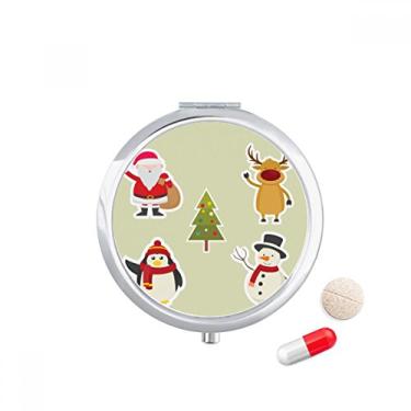 Imagem de Estojo de comprimidos com ilustração de boneco de neve Merry Christmas, caixa de armazenamento de medicamentos, dispensador de recipiente