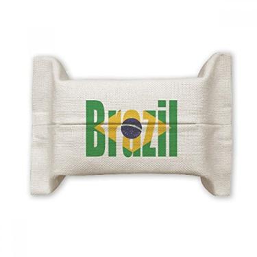 Imagem de Bolsa de linho de algodão com nome da bandeira do Brasil