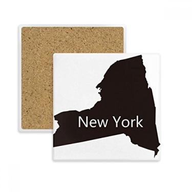 Imagem de Porta-copos quadrado com contorno de mapa de Nova York USA