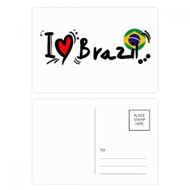 Imagem de I Love Brazil Palavra Bandeira Love Coração Ilustração Cartão Postal Aniversário Mailing Cartão de felicitações