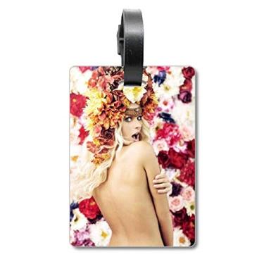 Imagem de Naked Flowers Decorted Enthusiastic Lady Bolsa Etiqueta Bagagem Cartão Scutcheon Etiqueta