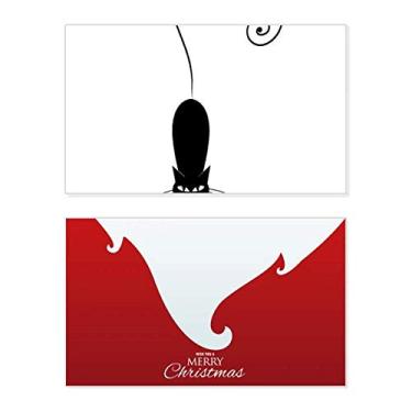 Imagem de Black Cat Pet Lover Animal Art Outline Holiday Holiday Merry Christmas Congrats Card Christmas Letter Message
